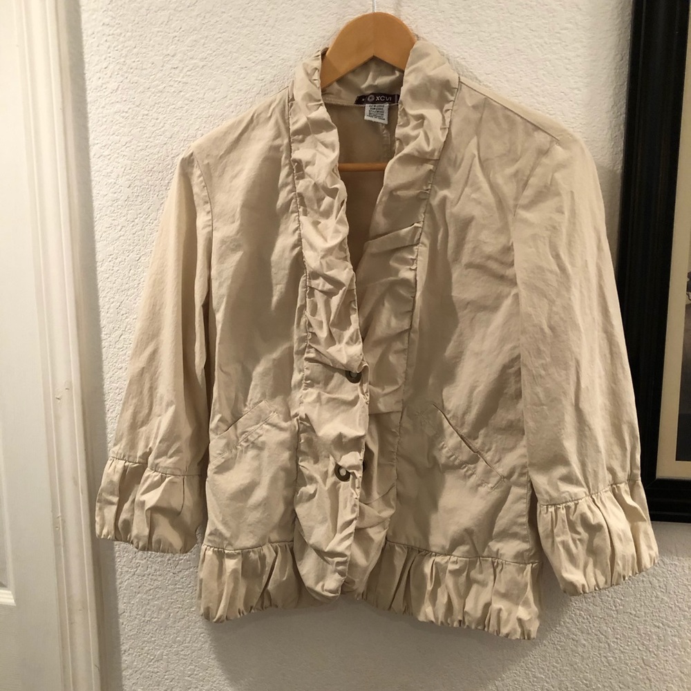 XCVI Lightweight Cream Jacket 3/4 Sleeve M